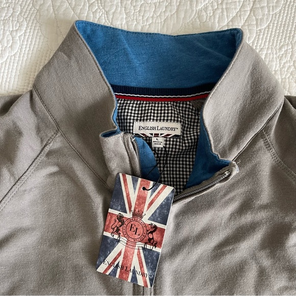 English Laundry Mockneck Half Zip Grey Sweater in Size L - Picture 5 of 13